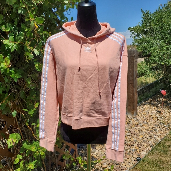 Adidas Cropped Hoodie Women's Size Small Coral White EUC - Picture 1 of 16